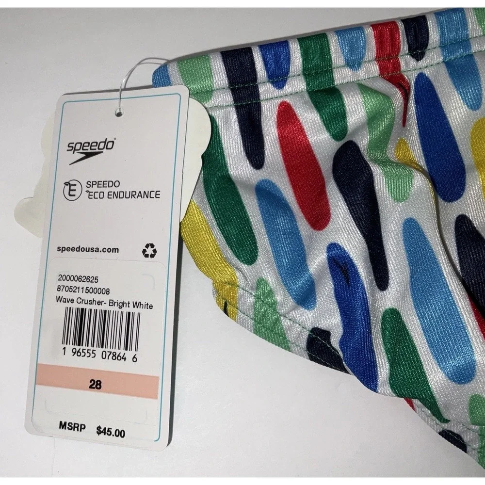 NWT Men's Speedo Vibe Collection Eco Endurance Brief Swim Trunks Wave Crusher 28